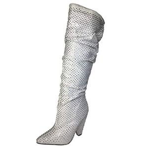 Rhinestone Embellished Slouch Boots